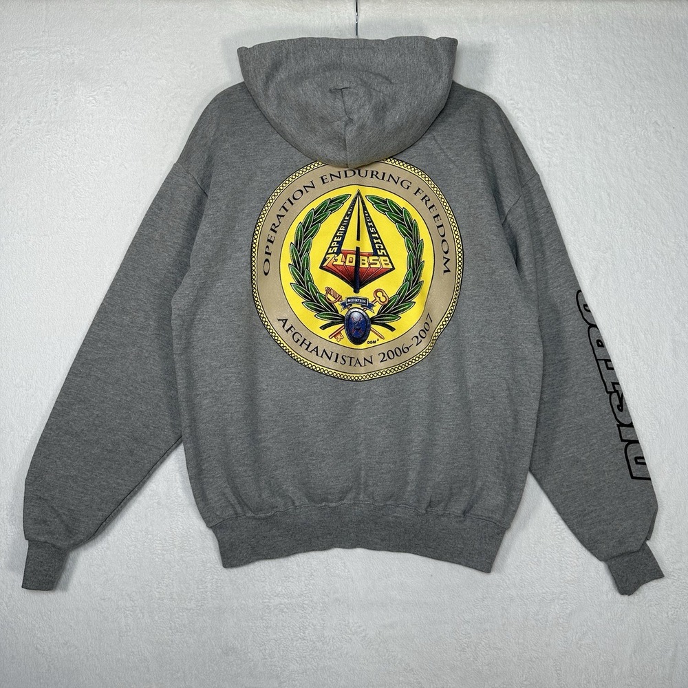 VTG Jerzees Super Sweats Hoodie Mens L Gray Operation Enduring Freedom 2006